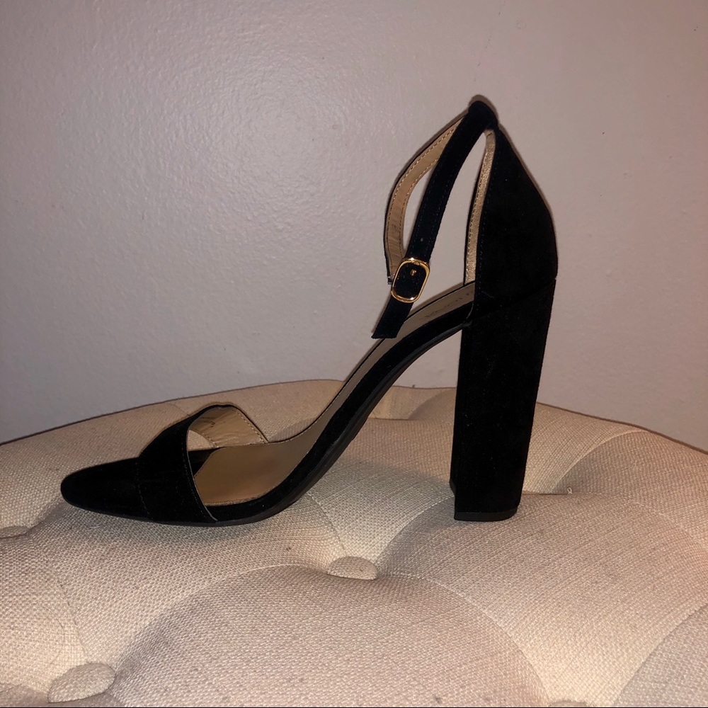Black strap chunky heel